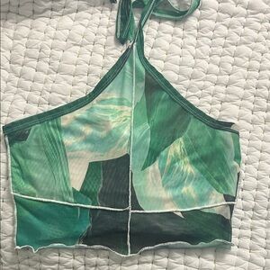 Princess Polly Green Leaf Print Crop Top